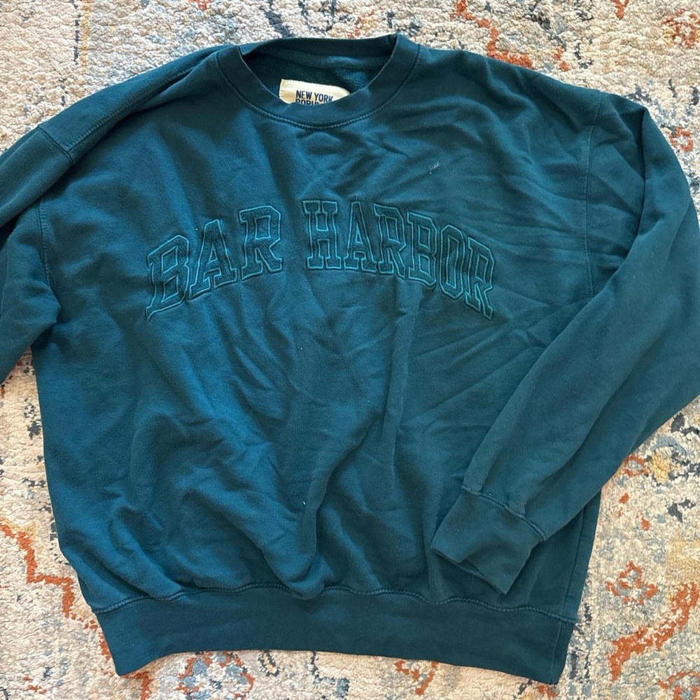 Dark Teal blue New York Popular Bar Harbor sweatshirt/crewneck